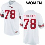 NCAA Ohio State Buckeyes Women's #78 Nicholas Petit-Frere White Nike Football College Jersey FBT7645WR